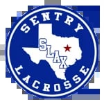 Sentry Lacrosse logo featuring a blue circular badge with white text, state outline, and a red star